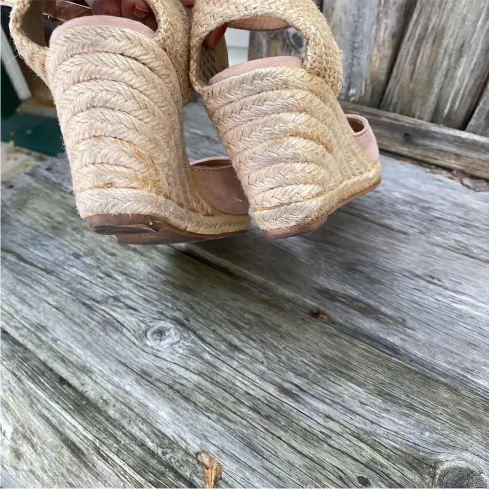 H&M light pink beige Wedge Heel Espadrille Sandals size 7